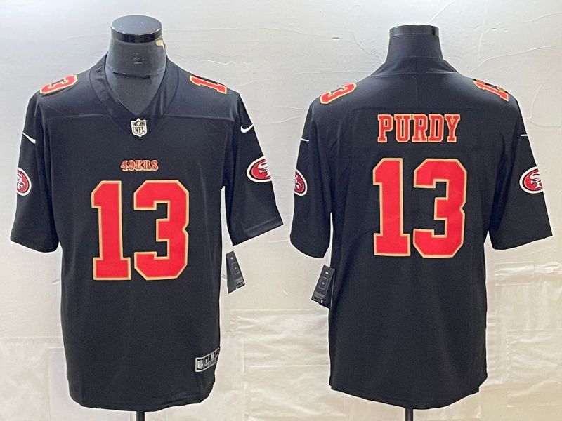 Men San Francisco 49ers #13 Purdy Black gold 2023 Nike Vapor Limited NFL Jersey style 1->->NFL Jersey
